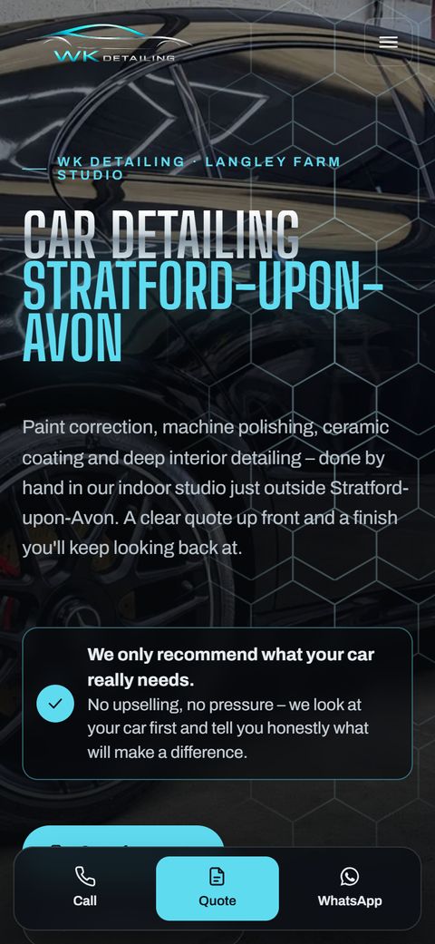 Strona WK Detailing - widok na telefonie