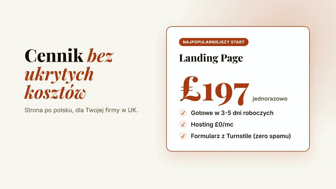 Tworzenie stron internetowych UK dla polskich firm od £197 | RobieStrony